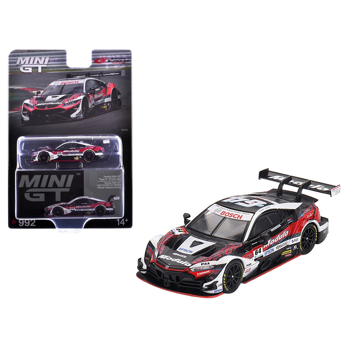 Honda NSX-GT "Type S" GT500 #64 Takuya Izawa - Kakunoshin Ohta "Modulo Nakajima Racing" "Super GT Series" (2023) Limited Edition 1/64 Diecast Model Car by Mini GT-Mini GT-ModelCars.com
