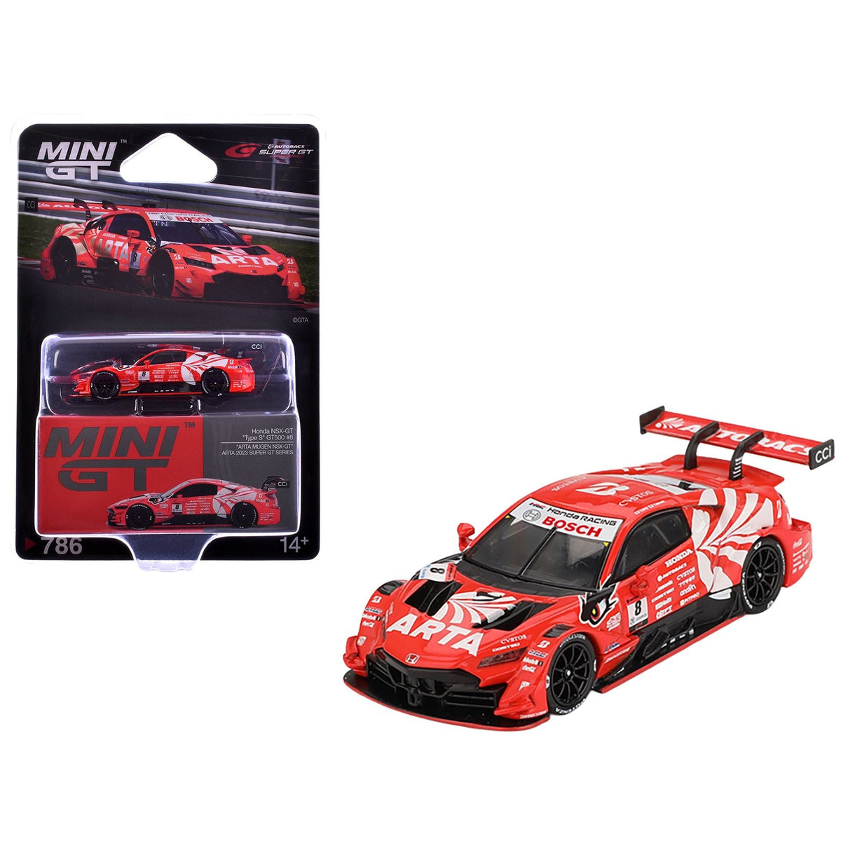 Honda NSX-GT "Type S" GT500 #8 Tomoki Nojiri - Toshiki Oyu "ARTA" "Super GT Series" (2023) Limited Edition 1/64 Diecast Model Car by Mini GT-Mini GT-ModelCars.com