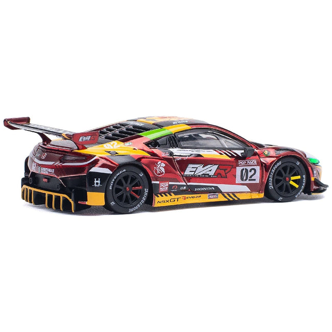 Honda NSX GT3 EVO22 #02 Red Metallic "EVA RT Production Model-02" 1/64 Diecast Model Car by Pop Race-Pop Race-ModelCars.com