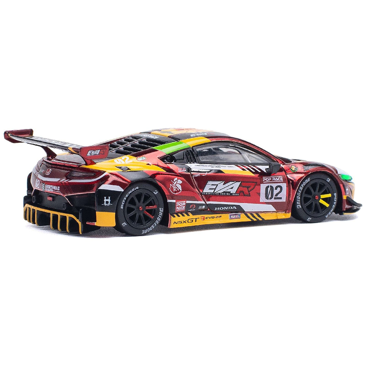 Honda NSX GT3 EVO22 02 Red Metallic "EVA RT Production Model - 02" 1/64 Diecast Model Car by Pop Race - Pop Race - ModelCars.com
