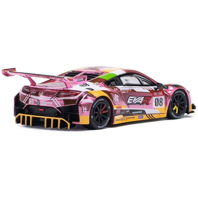 Honda NSX GT3 EVO22 08 Pink with Graphics "EVA RT Production Model Custom Type - 08" 1/64 Diecast Model Car by Pop Race - Pop Race - ModelCars.com
