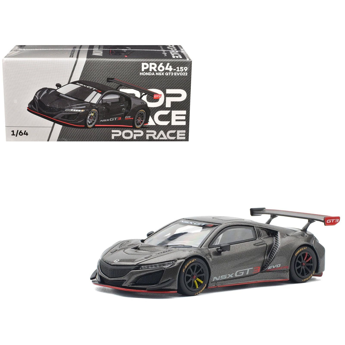 Honda NSX GT3 EVO22 Carbon Edition 1/64 Diecast Model Car by Pop Race - Pop Race - ModelCars.com