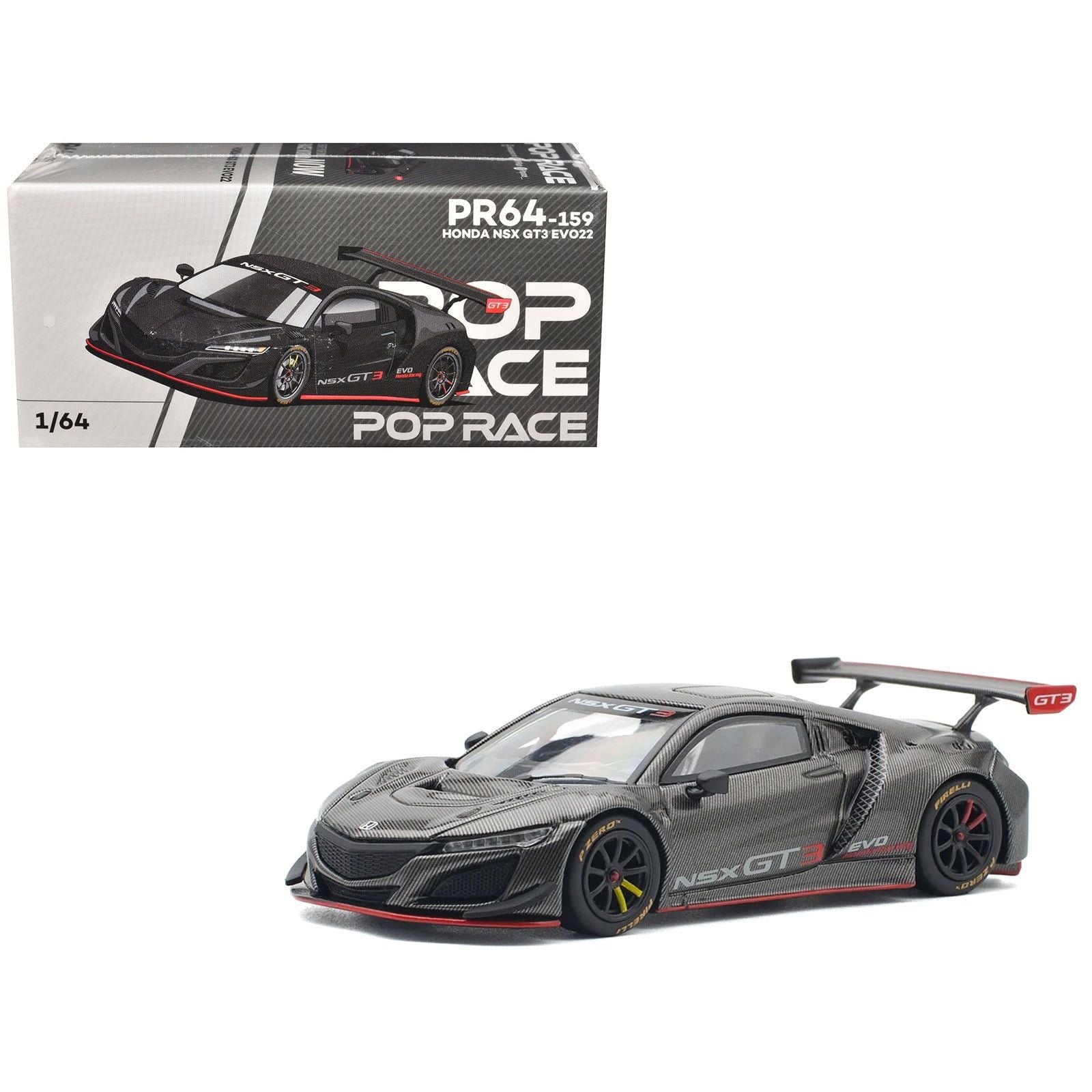 Honda NSX GT3 EVO22 Carbon Edition 1/64 Diecast Model Car by Pop Race - Pop Race - ModelCars.com