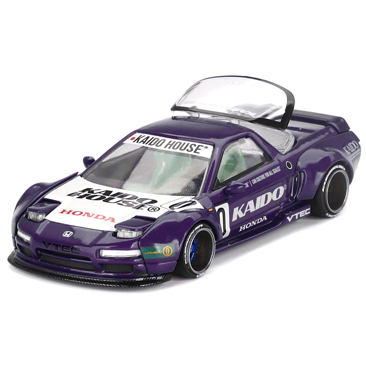 Honda NSX "Kaido Racing V2" #0 Purple with White Hood and Graphics (Designed by Jun Imai) "Kaido House" Special 1/64 Diecast Model Car by Mini GT-Mini GT-ModelCars.com