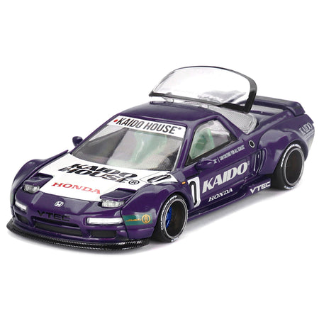 Honda NSX "Kaido Racing V2" #0 Purple with White Hood and Graphics (Designed by Jun Imai) "Kaido House" Special 1/64 Diecast Model Car by Mini GT-Mini GT-ModelCars.com
