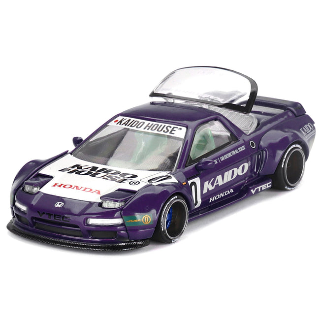 Honda NSX "Kaido Racing V2" #0 Purple with White Hood and Graphics (Designed by Jun Imai) "Kaido House" Special 1/64 Diecast Model Car by Mini GT-Mini GT-ModelCars.com