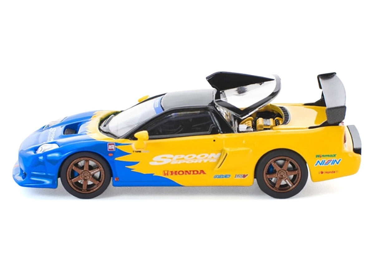 Honda NSX-R GT RHD (Right Hand Drive) "Spoon Sports" Blue and Yellow with Black Top 1/64 Diecast Model Car by Pop Race-Pop Race-ModelCars.com