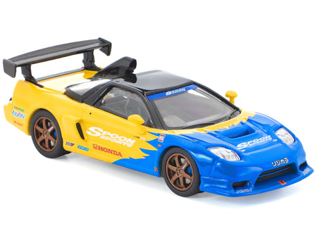 Honda NSX-R GT RHD (Right Hand Drive) "Spoon Sports" Blue and Yellow with Black Top 1/64 Diecast Model Car by Pop Race-Pop Race-ModelCars.com
