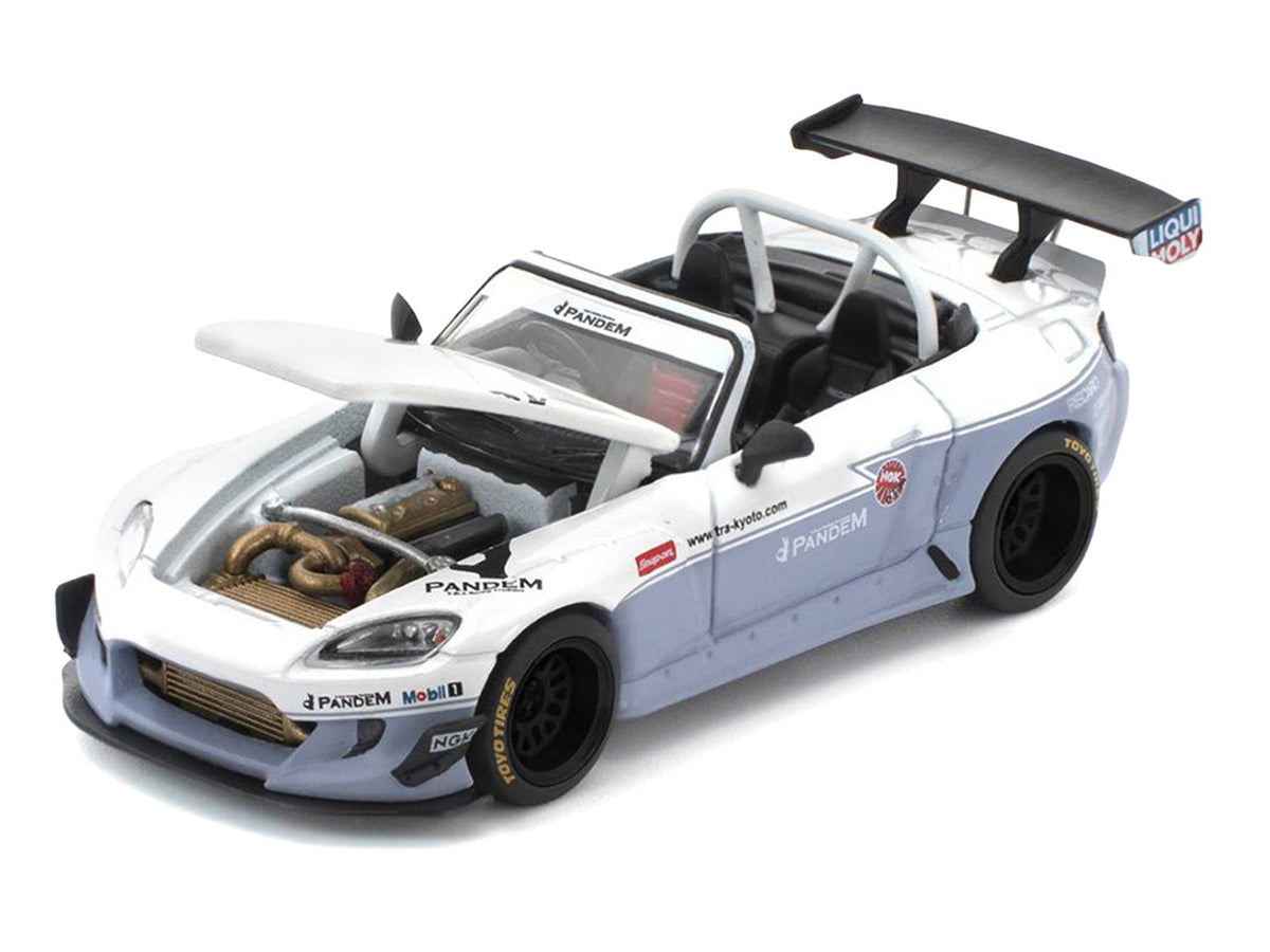 Honda Pandem S2000 RHD (Right Hand Drive) White and Blue Gray 1/64 Diecast Model Car by Pop Race-Pop Race-ModelCars.com