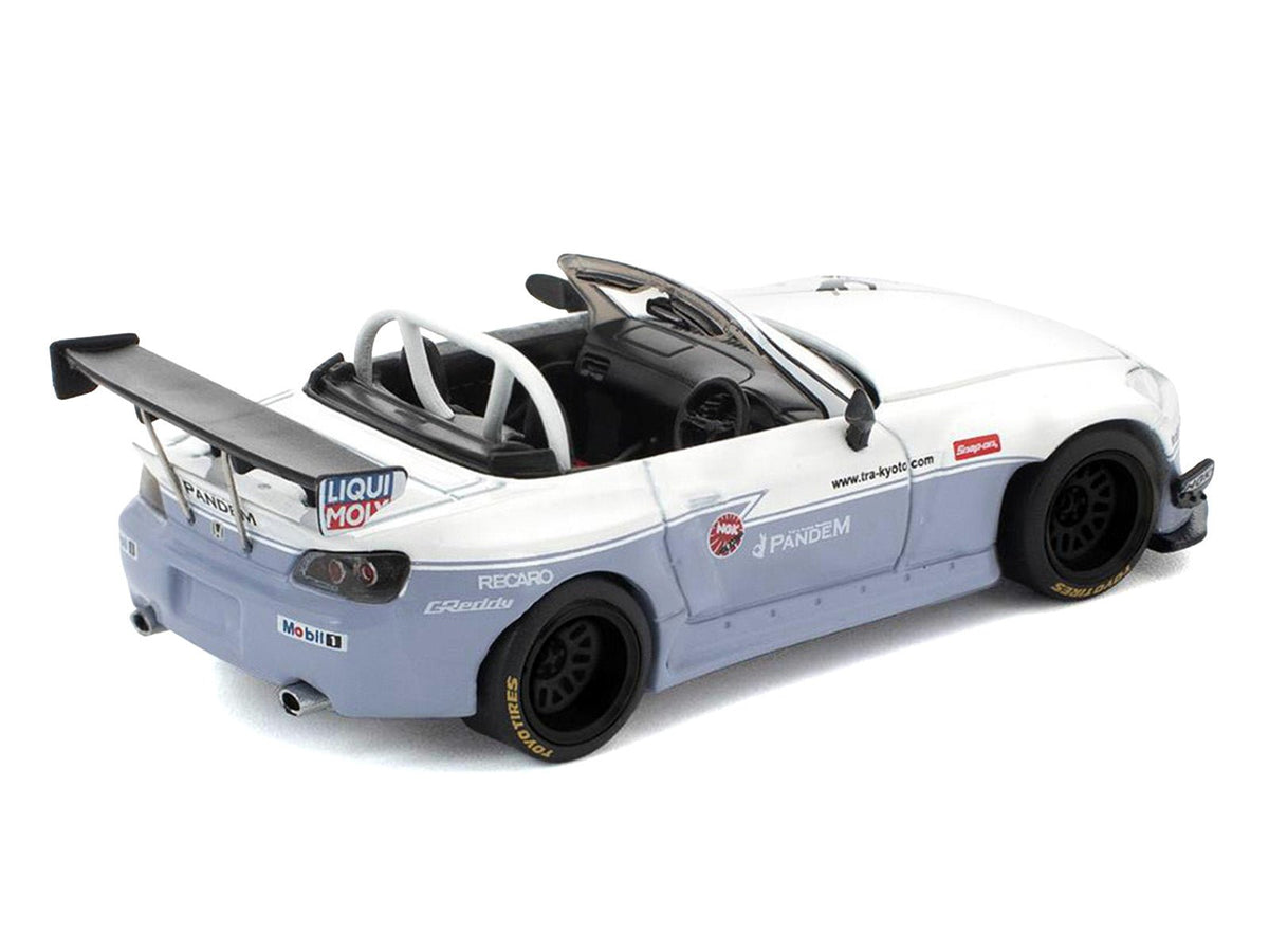 Honda Pandem S2000 RHD (Right Hand Drive) White and Blue Gray 1/64 Diecast Model Car by Pop Race-Pop Race-ModelCars.com