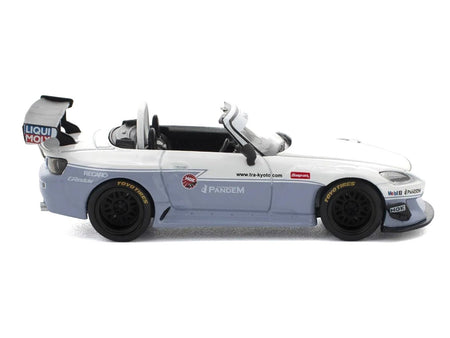 Honda Pandem S2000 RHD (Right Hand Drive) White and Blue Gray 1/64 Diecast Model Car by Pop Race-Pop Race-ModelCars.com