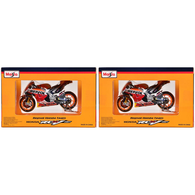 Honda RC213V 44 Pol Espargaro and 93 Marc Marquez "Repsol Honda Team" "MotoGP World Championship" (2021) Set of 2 Motorcycles 1/18 Diecast Models by Maisto - Maisto - ModelCars.com