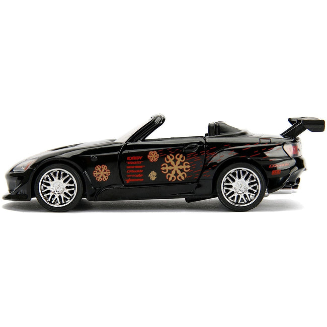 Honda S2000 Convertible Black with Graphics "Fast & Furious" Movie 1/32 Diecast Model Car by Jada-Jada-ModelCars.com