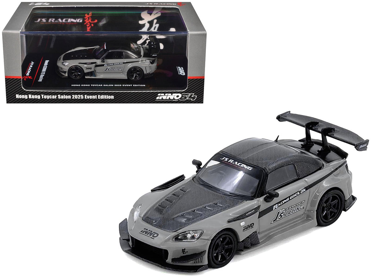 Honda S2000 RHD (Right Hand Drive) "J's Racing" Gray with Carbon Hood and Top "Hong Kong Toycar Salon 2025 Event Edition" 1/64 Diecast Model Car by Inno Models-Inno Models-ModelCars.com
