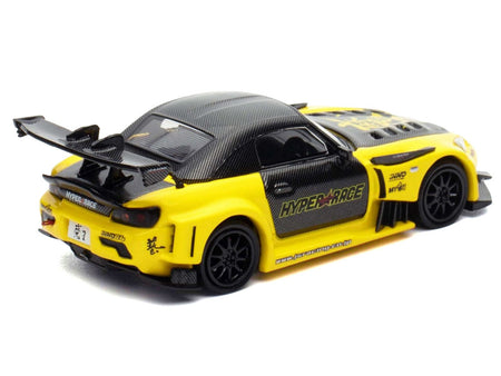 Honda S2000 RHD (Right Hand Drive) "Js Racing" Yellow with Carbon Hood and Top with Graphics "Tokyo Auto Salon Kuala Lumpur 2025 Event Edition" 1/64 Diecast Model Car by Inno Models-Inno Models-ModelCars.com