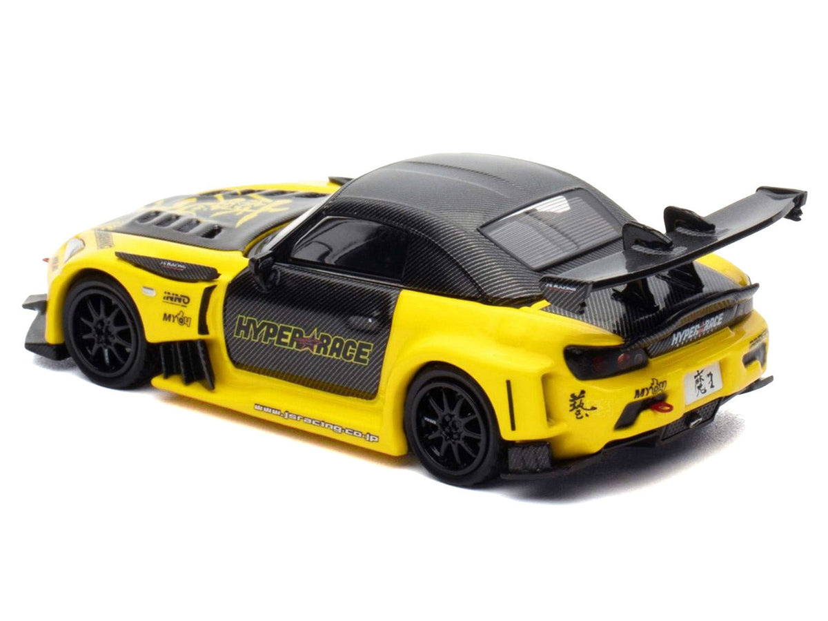 Honda S2000 RHD (Right Hand Drive) "Js Racing" Yellow with Carbon Hood and Top with Graphics "Tokyo Auto Salon Kuala Lumpur 2025 Event Edition" 1/64 Diecast Model Car by Inno Models-Inno Models-ModelCars.com