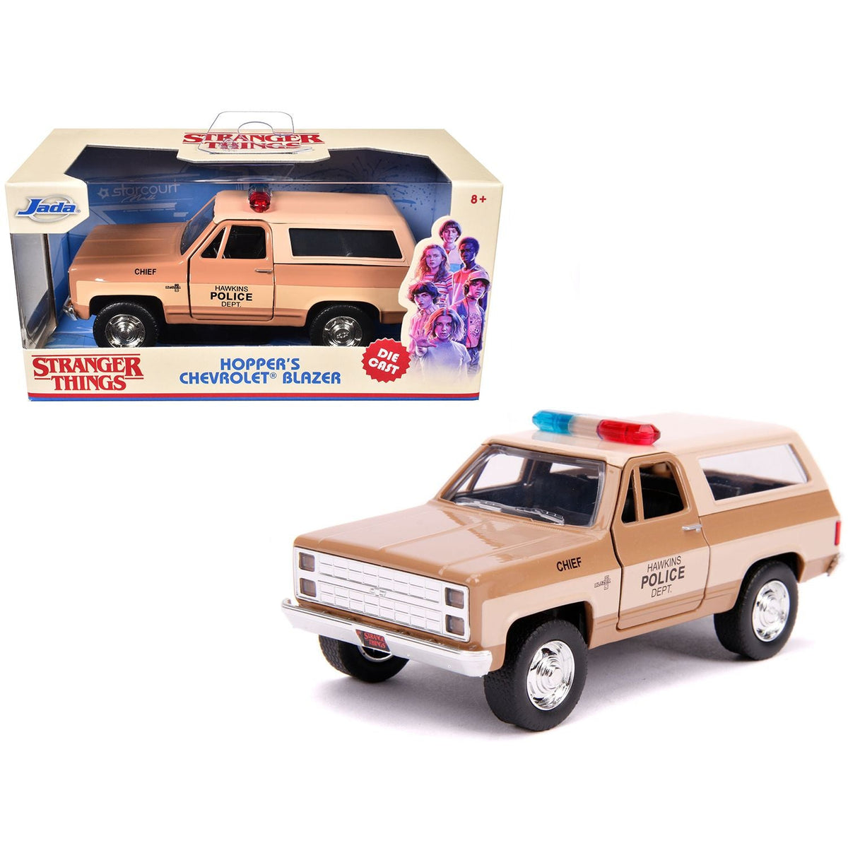 Hopper's Chevrolet Blazer "Hawkins Police Dept." "Stranger Things" (2016) TV Series "Hollywood Rides" 1/32 Diecast Model Car by Jada-Jada-ModelCars.com