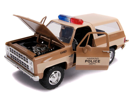 Hopper's Chevrolet Blazer with Police Badge "Hawkins Police Dept." "Stranger Things" (2016) TV Series 1/24 Diecast Model Car by Jada-Jada-ModelCars.com