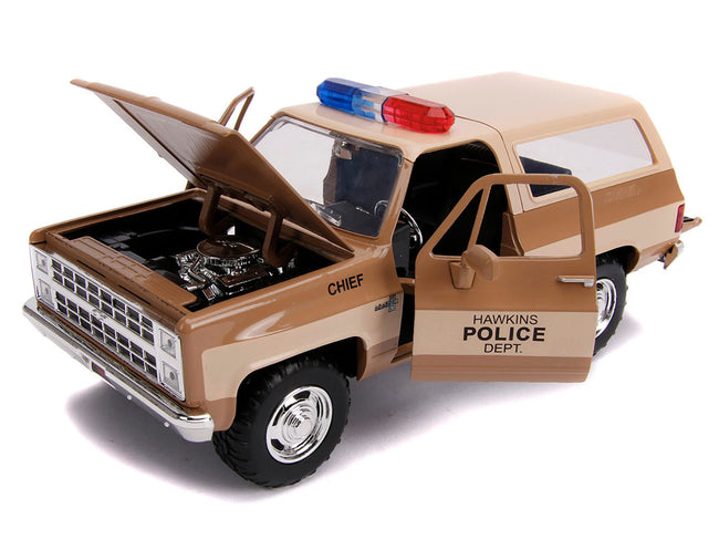 Hopper's Chevrolet Blazer with Police Badge "Hawkins Police Dept." "Stranger Things" (2016) TV Series 1/24 Diecast Model Car by Jada-Jada-ModelCars.com