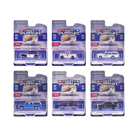 "Hot Pursuit" Series 46 Set of 6 Police Cars 1/64 Diecast Model Cars by Greenlight-Greenlight-ModelCars.com