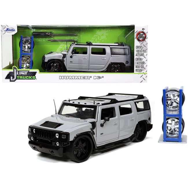 Hummer H2 Gray with Extra Wheels "Just Trucks" Series 1/24 Diecast Model Car by Jada-Jada-ModelCars.com