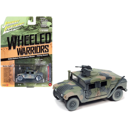 Humvee 4 - CT Armored Fastback M1025 HMMWV Armament Carrier Camouflage (Battle Worn) "United Nations Peacekeeping Mission - Policing Kosovo" "Wheeled Warriors" Series Limited Edition to 3200 pieces Worldwide 1/64 Diecast Model Car by Johnny Lightning - Johnny Lightning - ModelCars.com