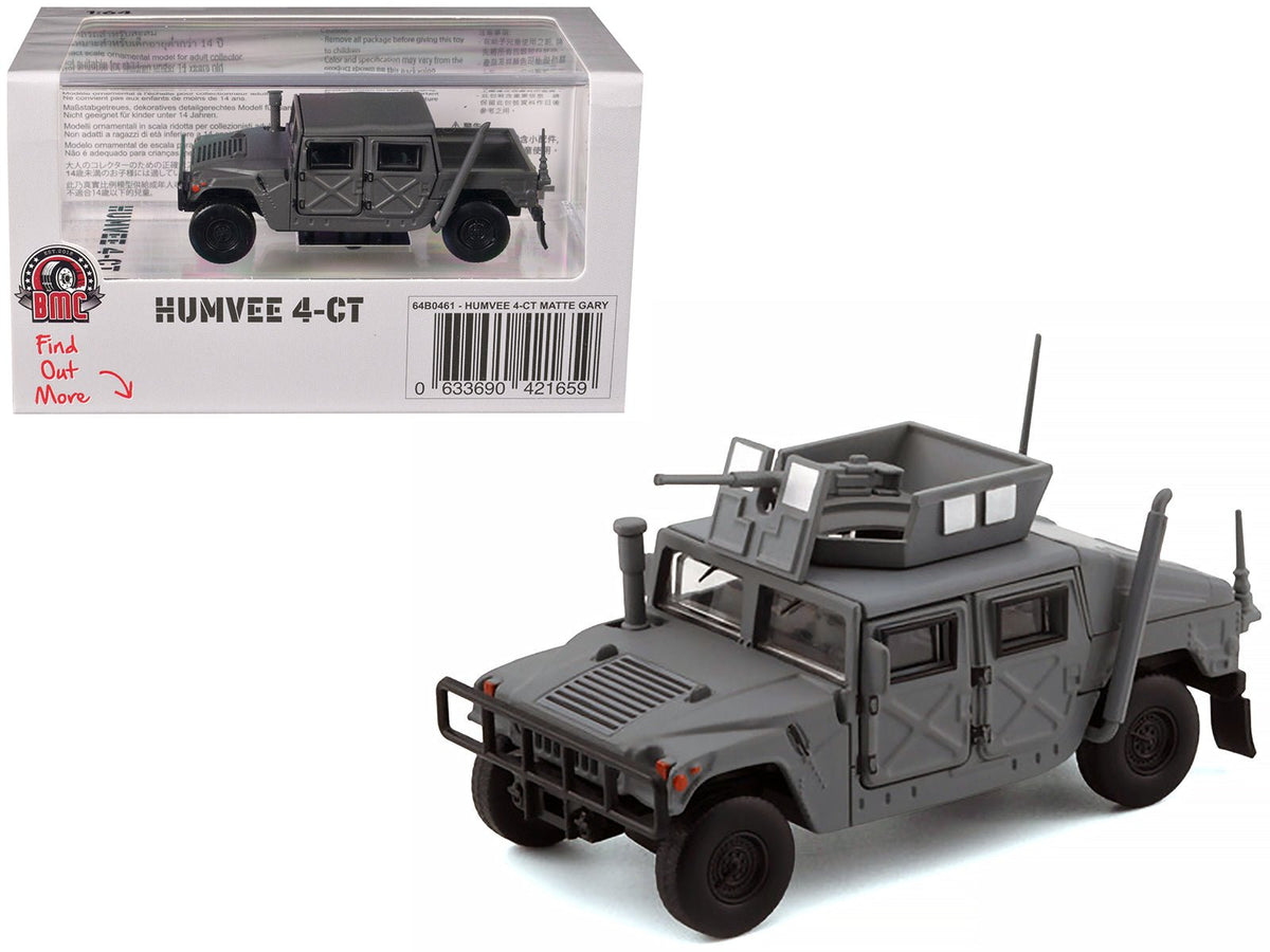 HUMVEE 4-CT Military Vehicle Matt Gray with Alternative Tops 1/64 Diecast Model Car by BM Creations-BM Creations-ModelCars.com