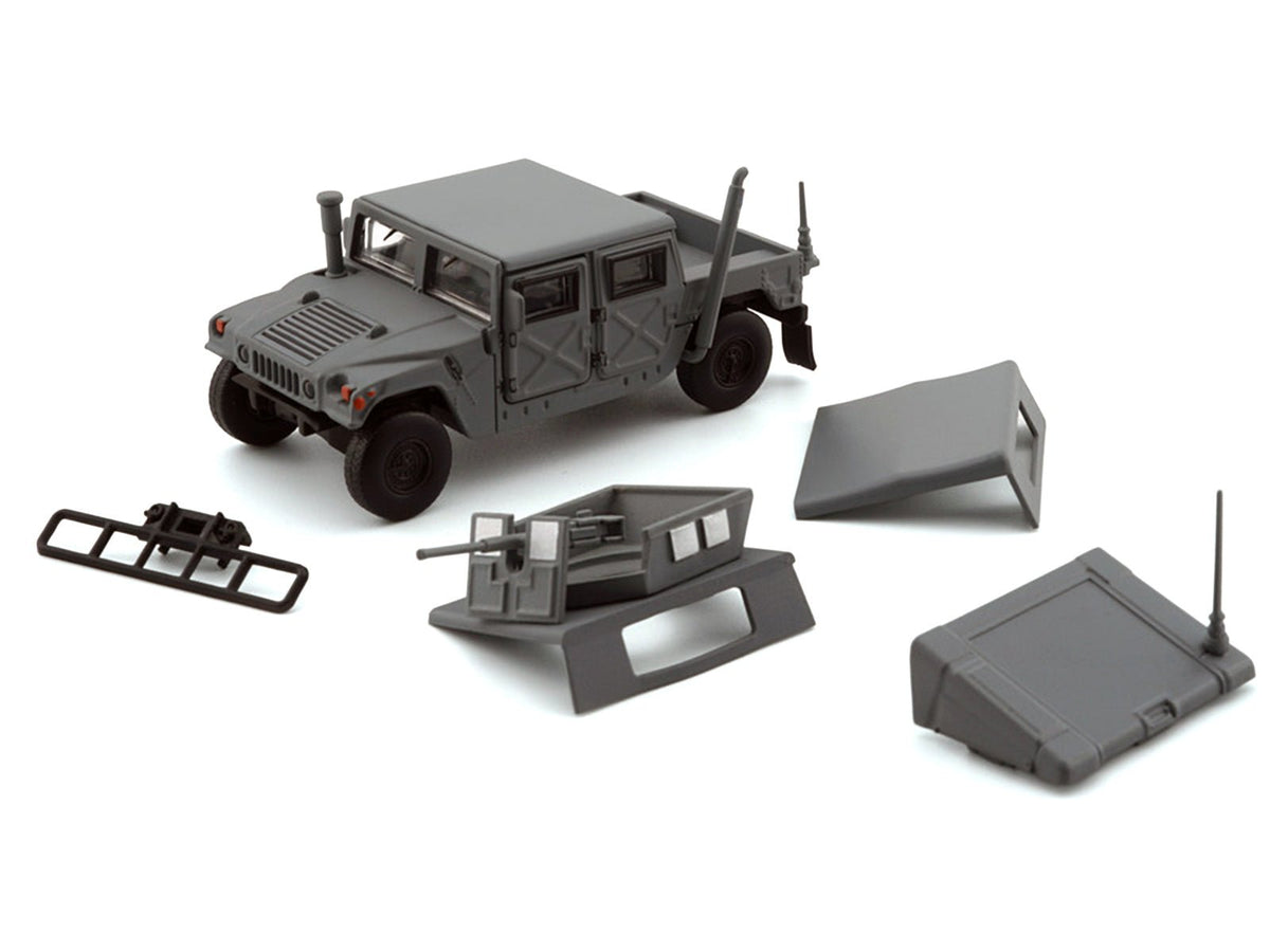 HUMVEE 4-CT Military Vehicle Matt Gray with Alternative Tops 1/64 Diecast Model Car by BM Creations-BM Creations-ModelCars.com