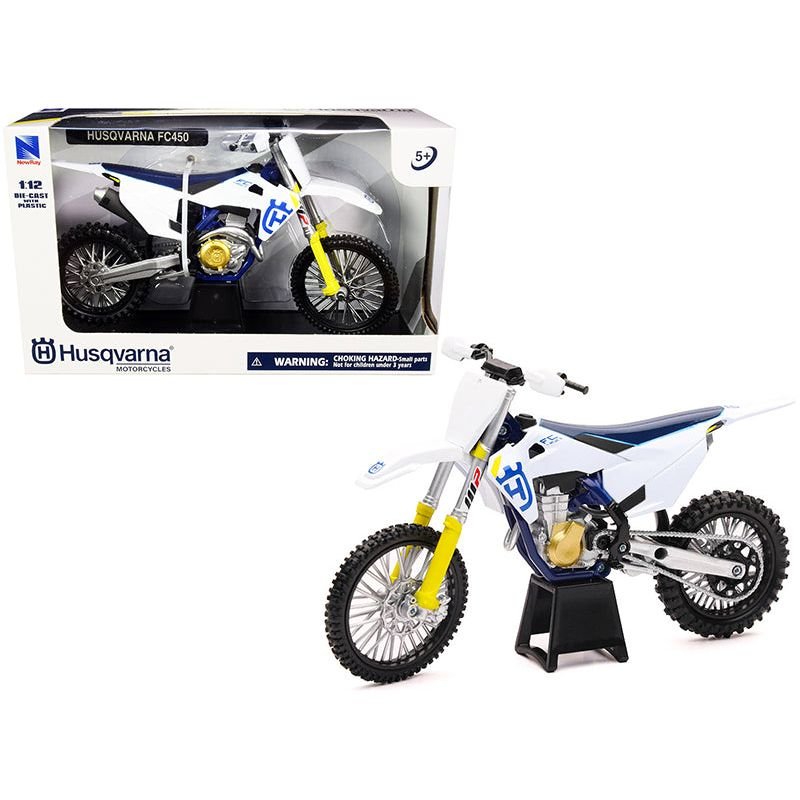 Husqvarna FC450 White and Blue 1/12 Diecast Motorcycle Model by New Ray - New Ray - ModelCars.com