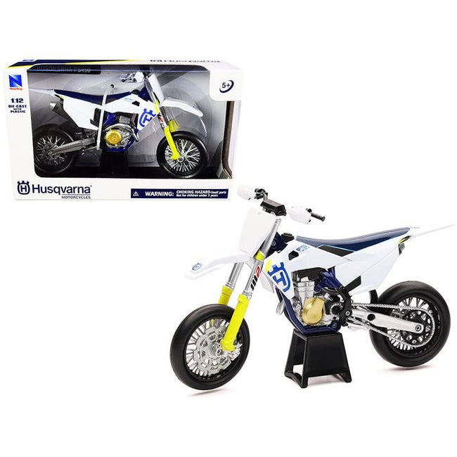 Husqvarna FS450 White and Blue 1/12 Diecast Motorcycle Model by New Ray - New Ray - ModelCars.com