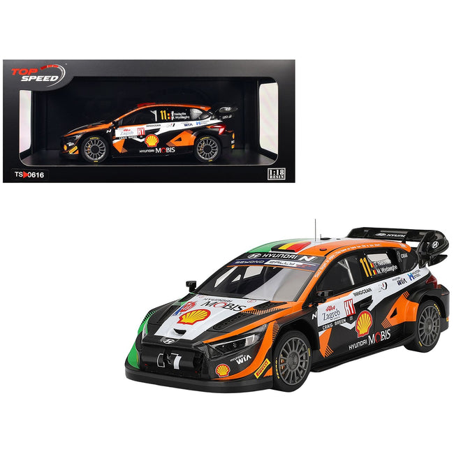 Hyundai i20 N Rally1 Hybrid #11 Thierry Neuville - Martijn Wydaeghe "Hyundai Shell Mobis WRT" Winner "Rally Croatia Power Stage" (2023) 1/18 Model Car by Top Speed-Top Speed-ModelCars.com