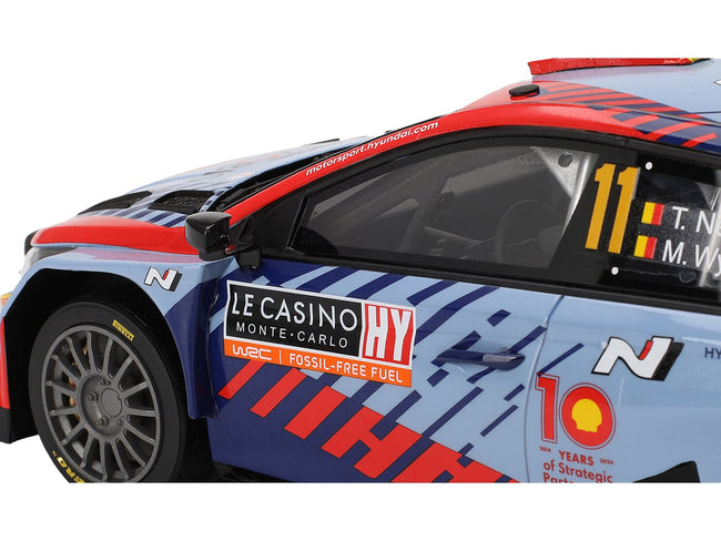 Hyundai i20 N Rally1 Hybrid #11 Thierry Neuville - Martijn Wydaeghe "Hyundai Shell Mobis WRT" Winner WRC "Monte Carlo Rally" (2024) 1/18 Model Car by Top Speed-Top Speed-ModelCars.com