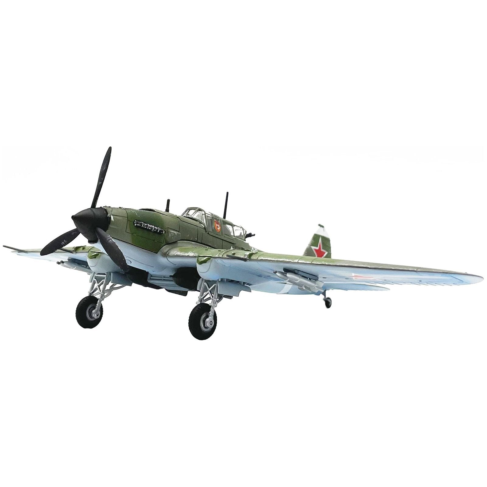 Ilyushin IL - 2M3 Sturmovik Aircraft 100 Green Camouflage "Piloted by Vasily Emelyanenko" Soviet Air Force 1/72 Diecast Model Airplane by Legion - Legion - ModelCars.com