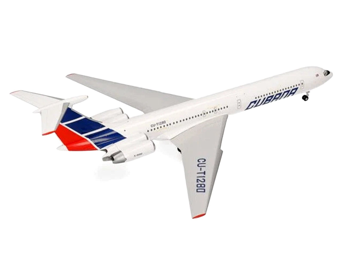 Ilyushin IL-62M Commercial Aircraft "Cubana de Aviacion" (T1280) White with Blue and Red Tail 1/200 Diecast Model Airplane by Herpa-GeminiJets-ModelCars.com