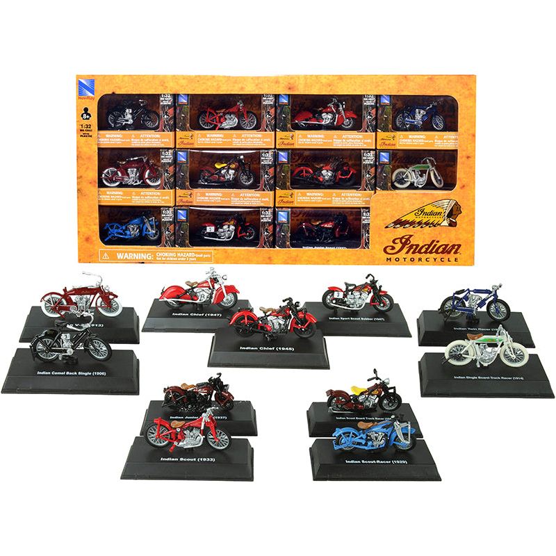 "Indian Motorcycle" Set of 11 pieces 1/32 Diecast Motorcycle Models by New Ray - New Ray - ModelCars.com