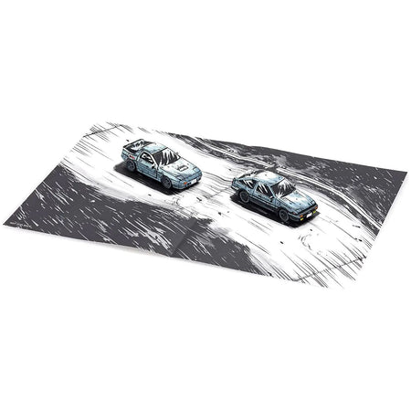 "Initial D" 3 Car Set with Manga-Style Display Backgrounds 1/64 Diecast Model Cars by Kyosho-Kyosho-ModelCars.com