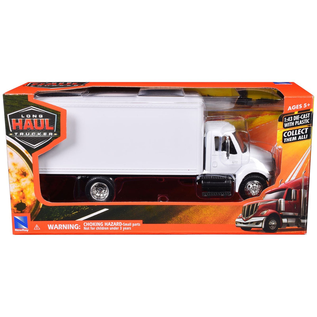 International 4200 Box Truck White "Long Haul Truckers" Series 1/43 Diecast Model by New Ray-New Ray-ModelCars.com