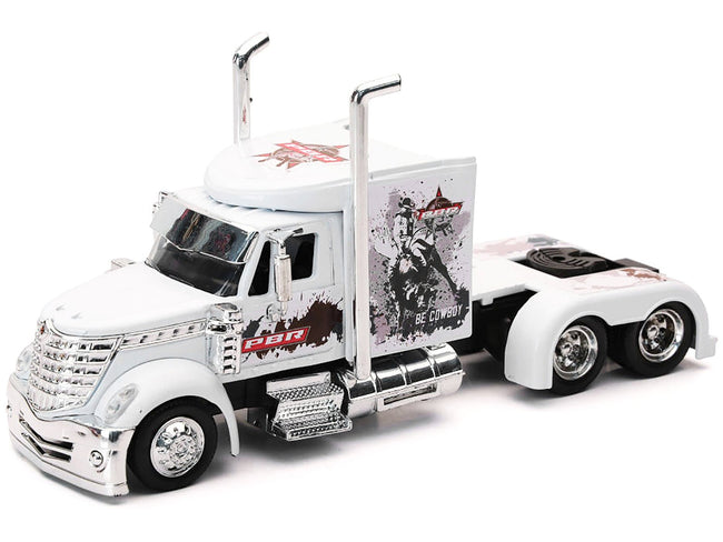 International Lonestar Truck Tractor White "PBR Professional Bull Riders" 1/43 Diecast Model by New Ray-New Ray-ModelCars.com