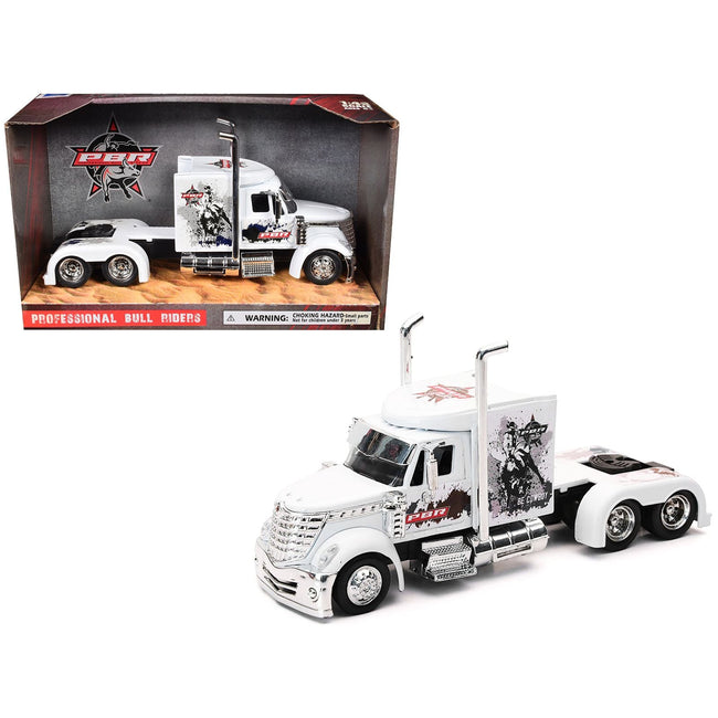 International Lonestar Truck Tractor White "PBR Professional Bull Riders" 1/43 Diecast Model by New Ray-New Ray-ModelCars.com