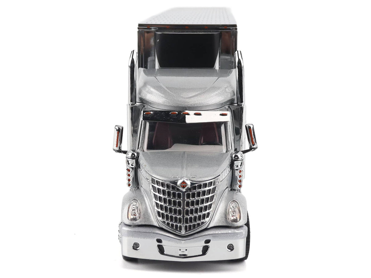 International Lonestar Truck with Sleeper Silver Metallic with "CAT Caterpillar" Mural Trailer "Transport Series" 1/50 Diecast Model by Diecast Masters-Diecast Masters-ModelCars.com