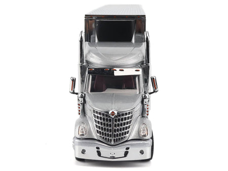 International Lonestar Truck with Sleeper Silver Metallic with "CAT Caterpillar" Mural Trailer "Transport Series" 1/50 Diecast Model by Diecast Masters-Diecast Masters-ModelCars.com