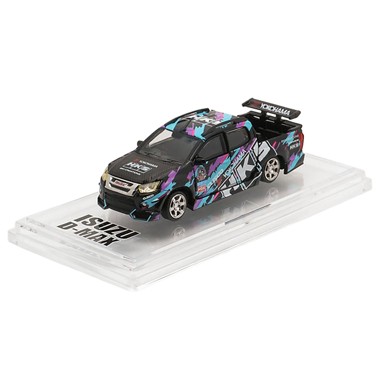 Isuzu D-Max Lowrider Pickup Truck RHD (Right Hand Drive) "HKS" Black with Graphics "Thailand Diecast Expo 2025" 1/64 Diecast Model Car by BM Creations-BM Creations-ModelCars.com