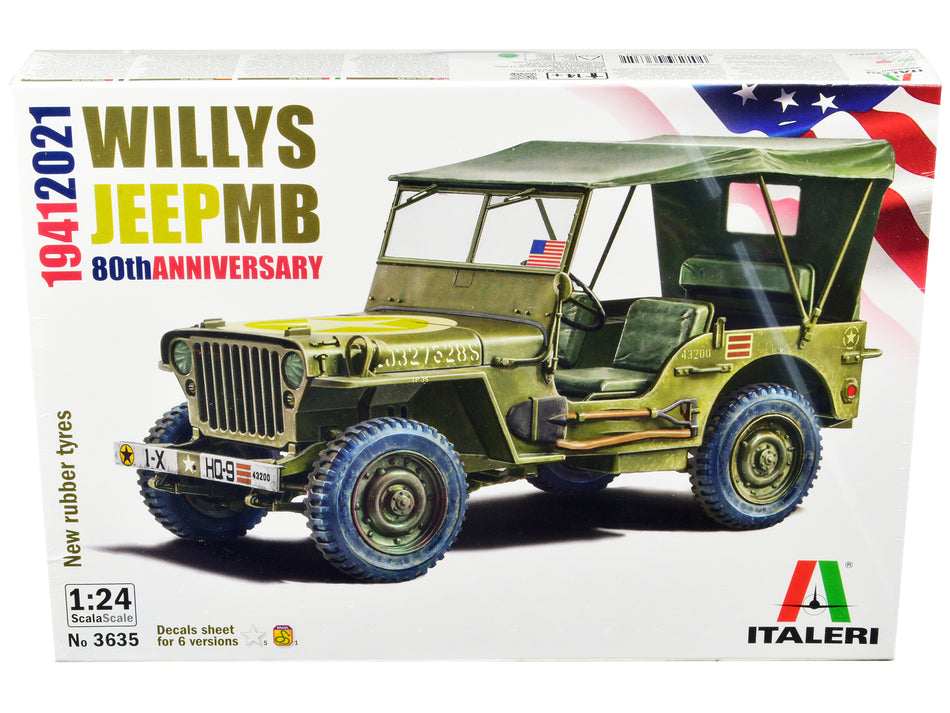 Skill 3 Model Kit Willys Jeep MB 80th Anniversary (1941-2021) 1/24 Scale Model by Italeri