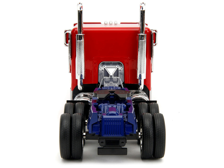 Optimus Prime Tractor Truck Red and Blue with Silver Stripes "Transformers: Rise of the Beasts" (2023) Movie "Hollywood Rides" Series Diecast Model Car by Jada