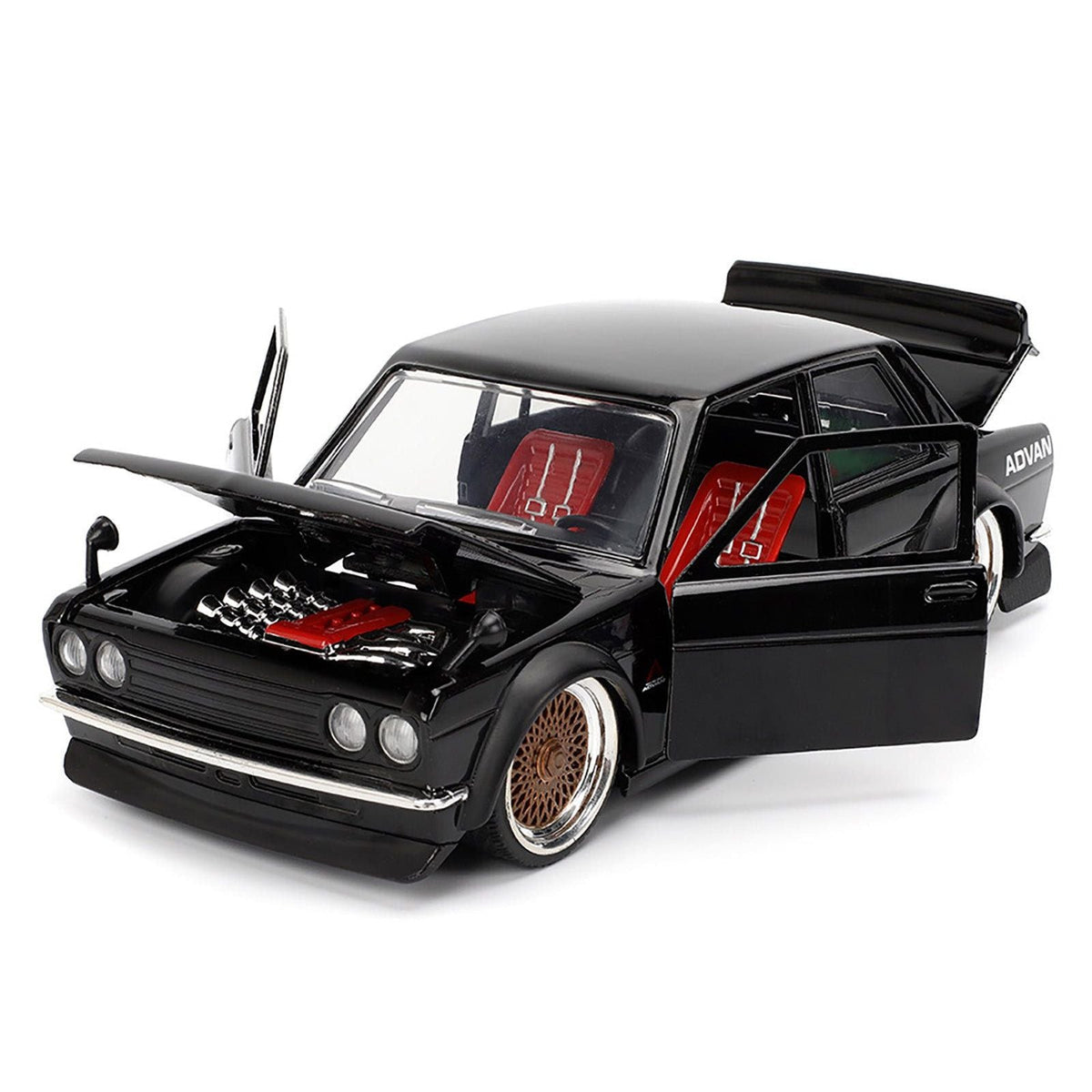 Jada 1973 Datsun 510 Black with Gold Wheels "JDM Tuners" Series 1/24 Diecast Model Car by Jada-Jada-ModelCars.com
