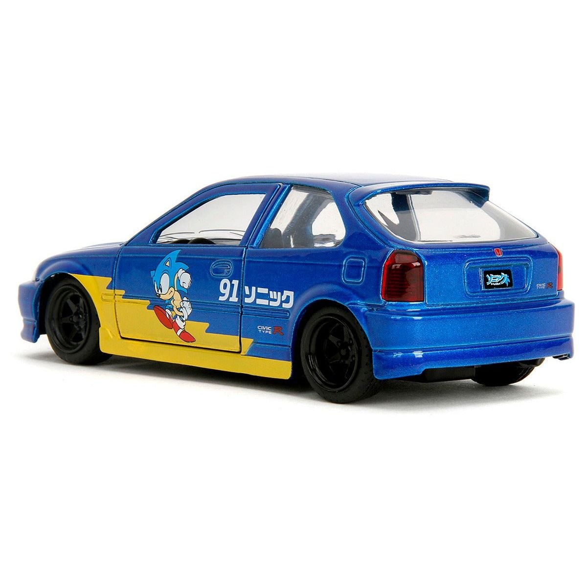 Jada 1997 Honda Civic Type R Blue Metallic with Graphics "Sonic the Hedgehog" (1991) Video Game "Hollywood Rides" Series 1/32 Diecast Model Car by Jada-Jada-ModelCars.com