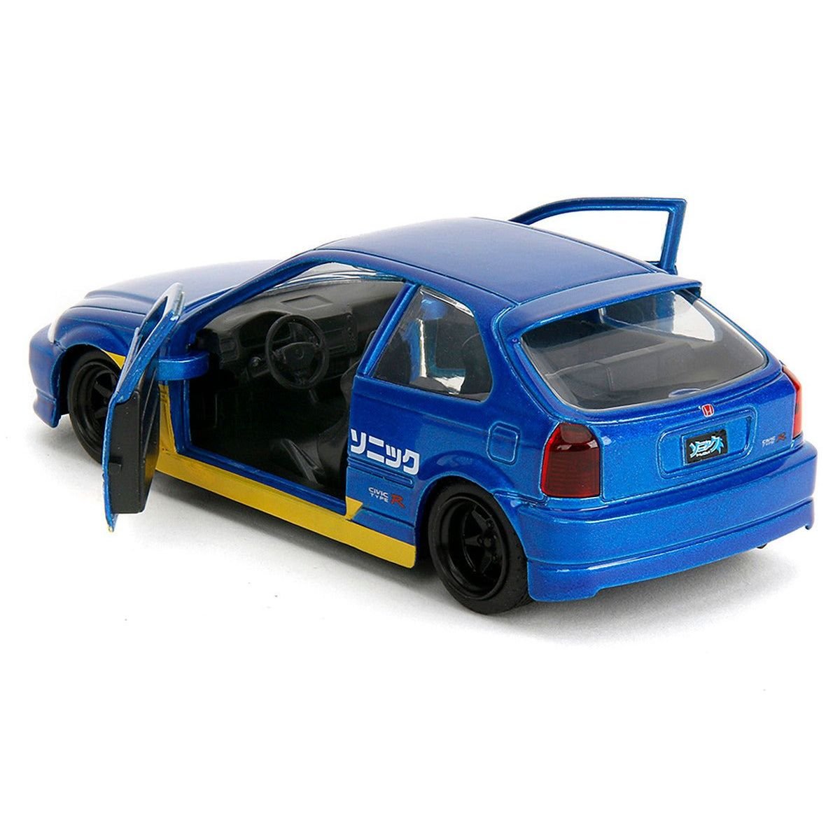Jada 1997 Honda Civic Type R Blue Metallic with Graphics "Sonic the Hedgehog" (1991) Video Game "Hollywood Rides" Series 1/32 Diecast Model Car by Jada-Jada-ModelCars.com