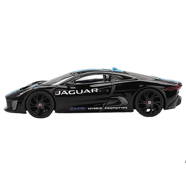 Jaguar C-X75 Black with Light Blue Stripe Limited Edition 1/64 Diecast Model Car by Mini GT-Mini GT-ModelCars.com