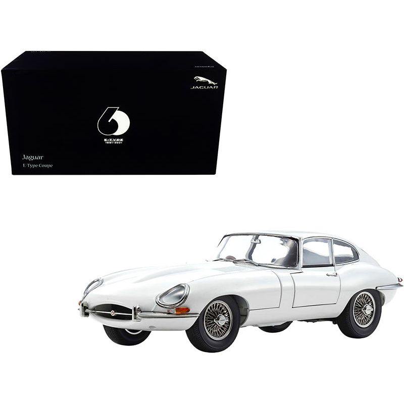 Jaguar E-Type Coupe RHD (Right Hand Drive) White "E-Type 60th Anniversary" (1961-2021) 1/18 Diecast Model Car by Kyosho-Kyosho-ModelCars.com