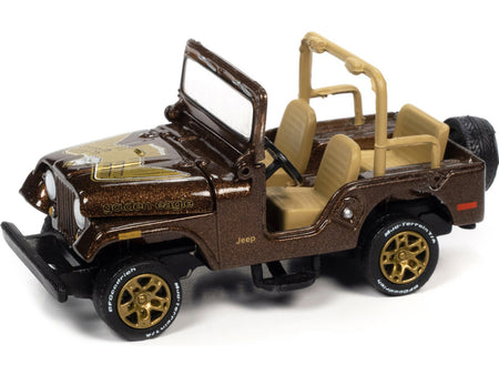 Jeep CJ-5 Mocha Brown Metallic with Golden Eagle Graphics "Classic Gold Collection" Series Limited Edition to 7418 pieces Worldwide 1/64 Diecast Model Car by Johnny Lightning-Johnny Lightning-ModelCars.com